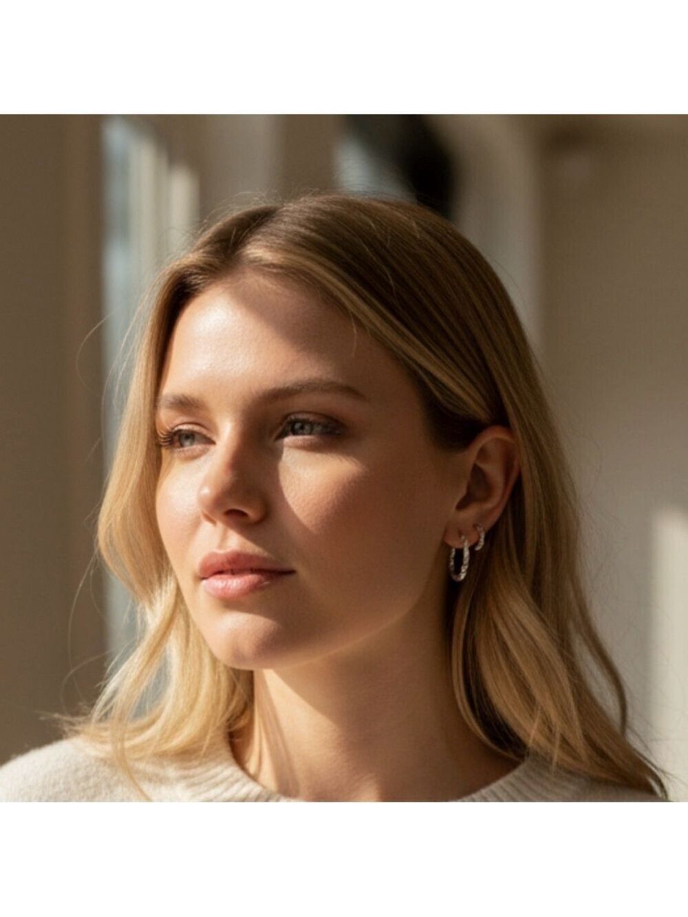 Silver Twisted Hoop Earrings